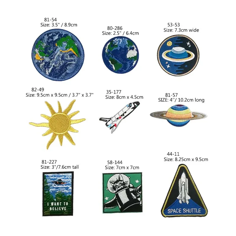 

SPACE SHUTTLE Sun, Moon and Stars Earth Saturn Funny Astronaut Cat Patch Space Cat profesor Embroidered iron on patch
