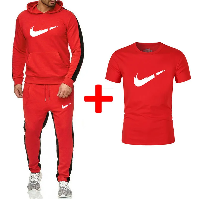 

Brand New Men Sets Fashion Autumn winter Sporting Suit Hoodies+Sweatpants+T shirts 3 Pieces Sets Slim Tracksuit Brand clothing