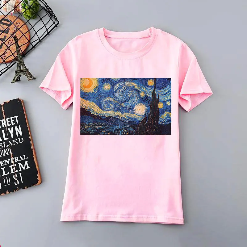 المرأة فان جوخ الفن النفط اللوحة أعلى قميص زائد حجم عارضة المتناثرة قصيرة الأكمام الصيف الأزياء المحملة قميص فام 4 الألوان المرأة فان جوخ الفن النفط اللوحة أعلى قميص زائد حجم عارضة المتناثرة قصيرة الأكمام الصيف الأزياء المحملة قميص فام 4 الألوان