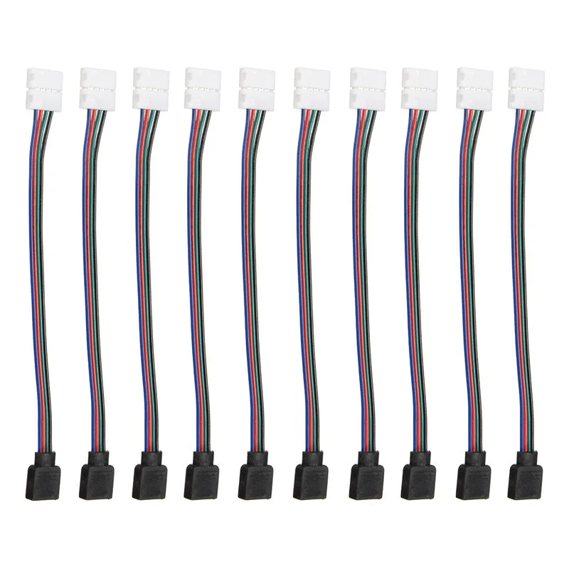 10 шт./лот мм 4pin цветных (RGB) светодиодных лент без пайки с двойным разъемом