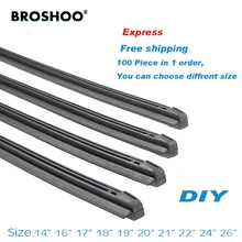 Express free 100pcs/Lot Car Vehicle Insert Rubber strip Wiper Blade (Refill) 8mm Soft 14\" 16\" 17\" 18\" 19\" 20\" 21\" 22\" 24\" 26\"