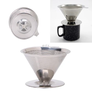 

High Quality Stainless Steel Mesh Coffee Filter Paperless Pour Over Cone Dripper Reusable Coffee