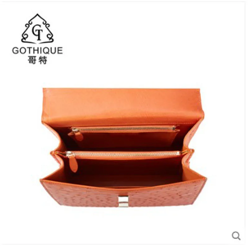 gete 2019 new new  Ostrich skin covers leather for lady  Handbag women bag European and American fashion lock buckle lady bag