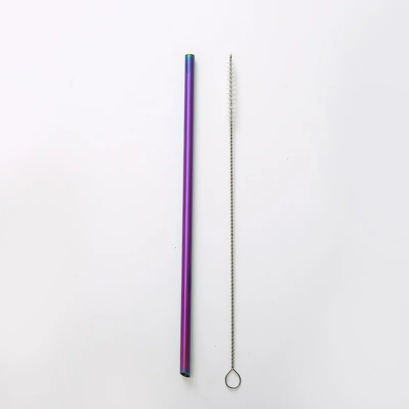 with Brush Портативный нержавеющей соломинки для питья соломы из нержавеющей стали металлический питьевой напиток набор соломинок многоразовые чистящие щетки - Цвет: with Brush