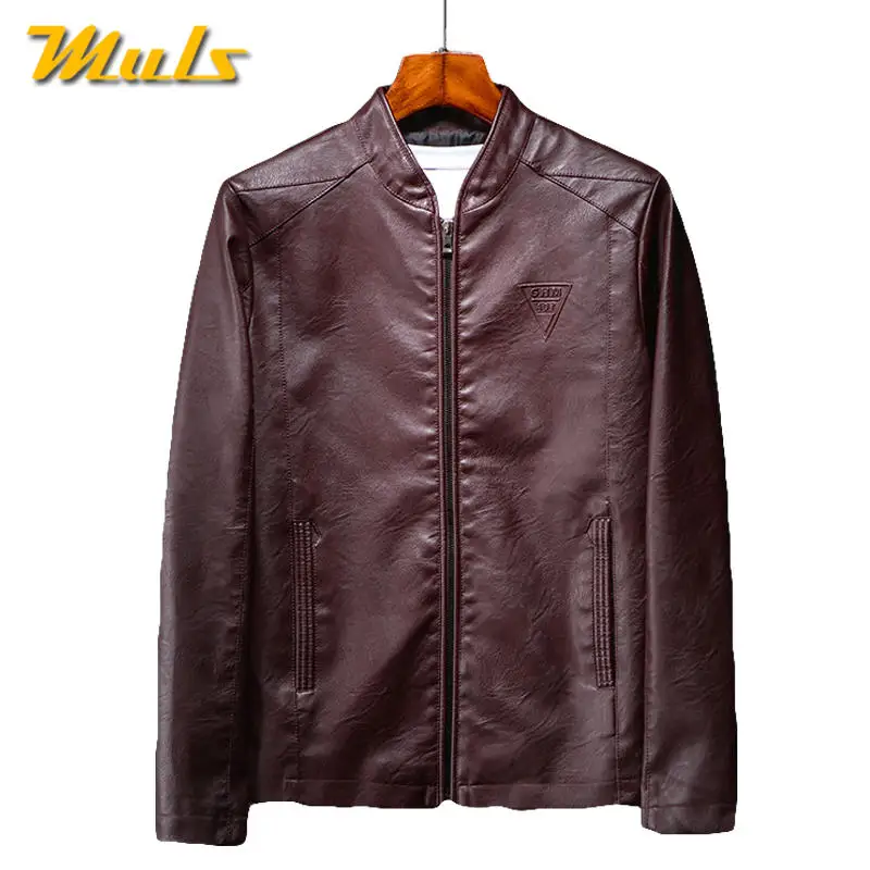 Кожаные куртки для мужчин осень зима мужская кожаная одежда мужская куртка деловые повседневные пальто MuLS бренд PU Досуг для мужчин, замша 4XL - Цвет: Red