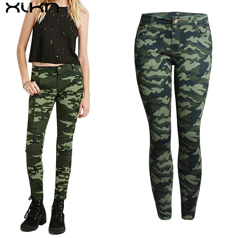 Women Camouflage Printed Pants 2017 New Skinny Pencil