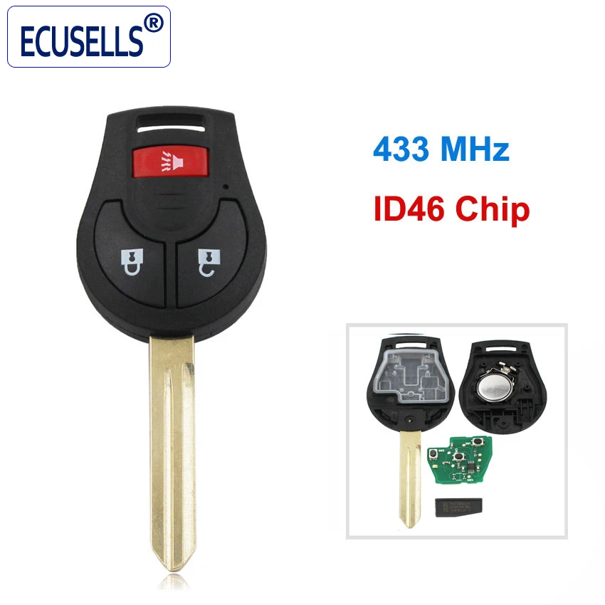 2+1 Buttons Remote Key Fob for Nissan 3 Buttons 433Mhz With id46 Chip