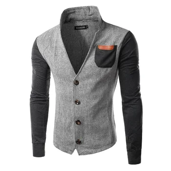 

Men Fashion Casual Stitching Collar Cardigan Sweater Coat