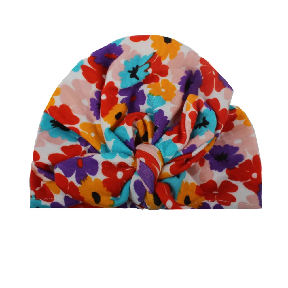 E206977 Sweet Dot Baby Girl Hat with Bow Candy Color Baby Turban Cap for Girls Elastic Infant Accessories 1 PC - Цвет: E206977