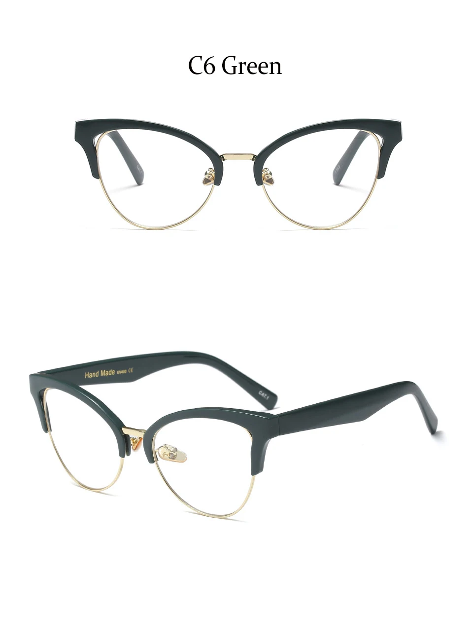 Кошачий глаз, прозрачные очки для женщин, роскошный бренд, черная полуоправа, очки для женщин, прозрачные оправы для очков для женщин, декоративные