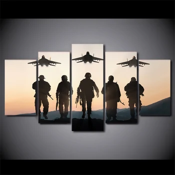 

5 Piece HD Printed Sunset American Soldier Framed Wall Picture Art Poster Painting On Canvas For Living Room Nordic Decoration