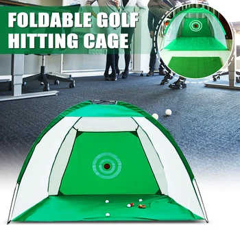 

2 x 1.4m Golf Training Net Foldable Hitting Target Tent Cage Practice Driving Soccer Durable Polyester + Oxford Cloth Green