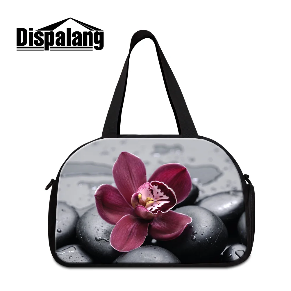

Dispalang purple floral fashion travel shoulder bags for girls portable duffle handbag with shoes unit lady stylish weekend bag