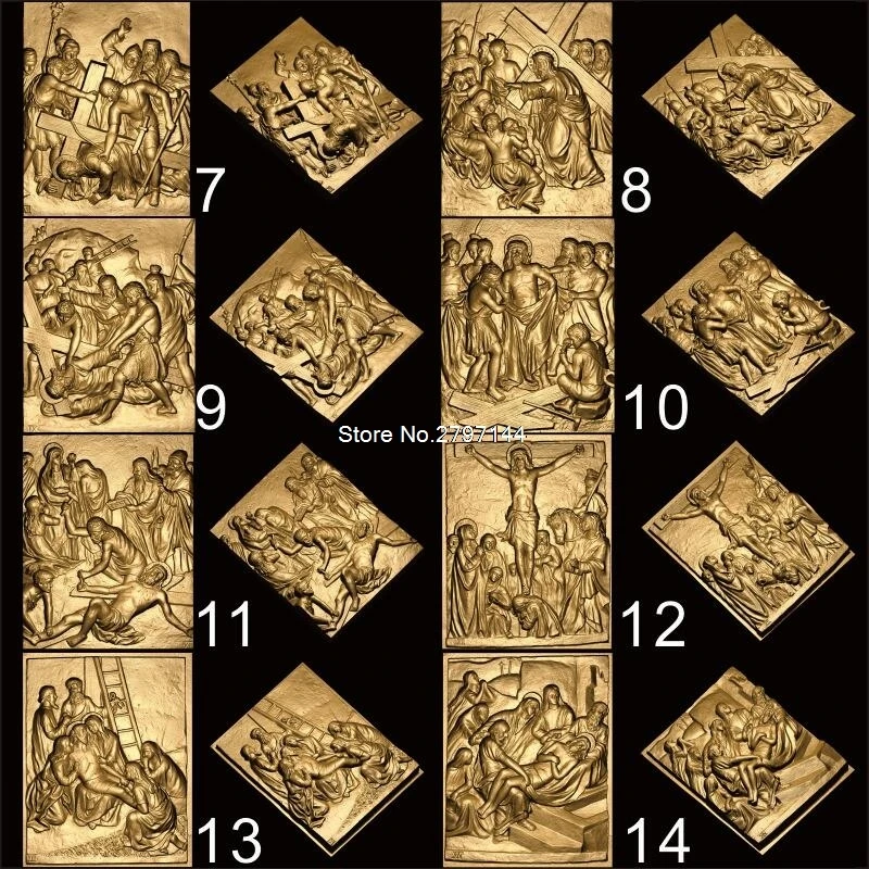 14 шт. Модель 3D STL для резной фигуры с ЧПУ Путь печали Христа модель распятия