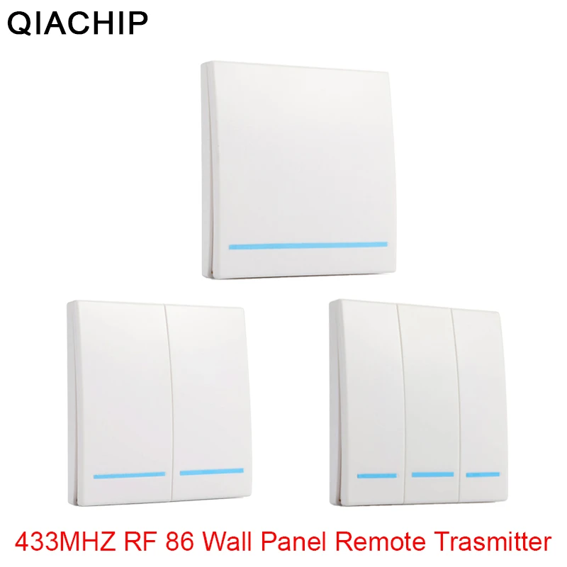 

QIACHIP 433MHz Universal Wireless Remote Control 86 Wall Panel RF Transmitter Receiver 1 2 3 Button For Home Room Light Switch
