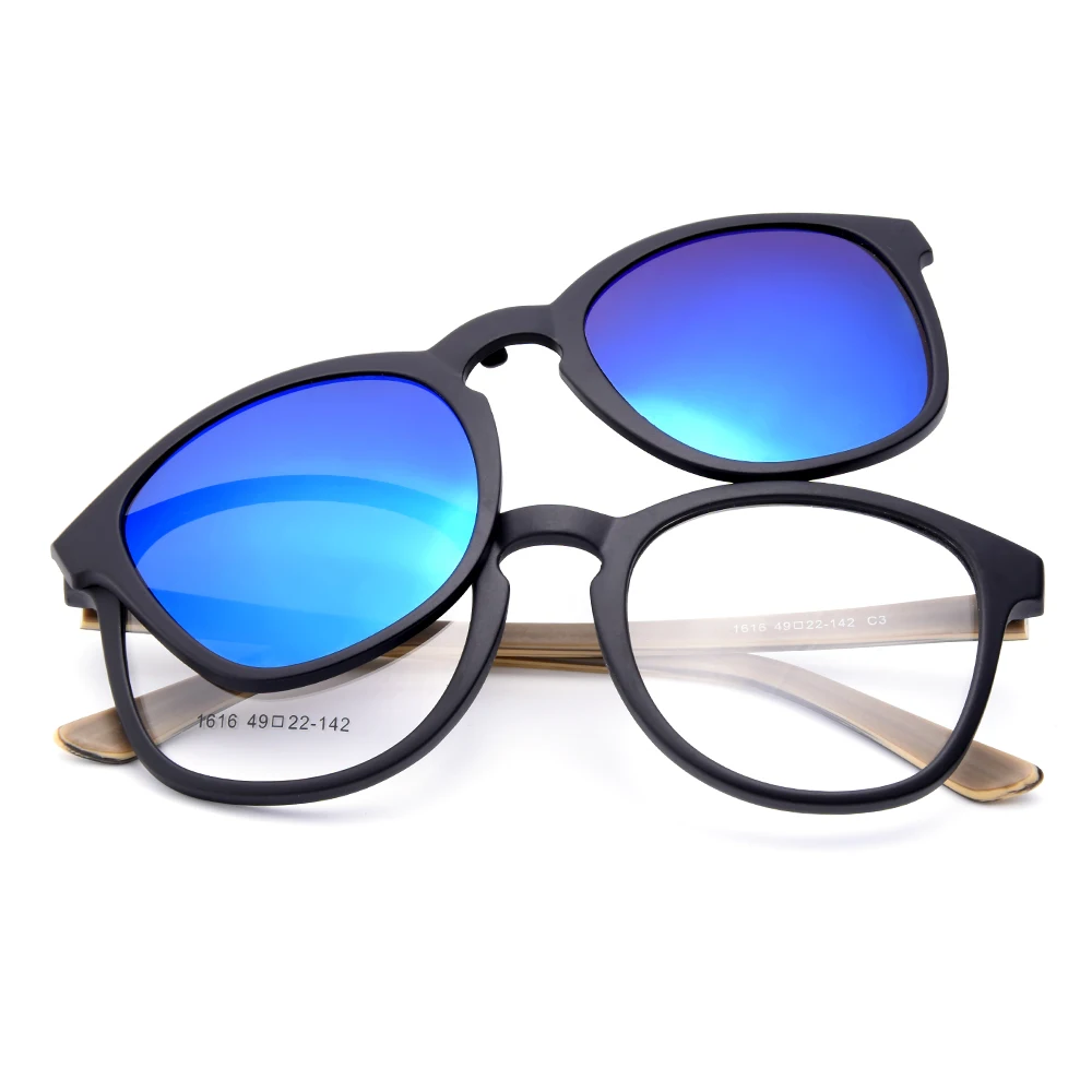 

BAONONG Ultralight TR90 Women's Prescription Eyeglasses Frames With Magnetic Polarized Clip On Sunshades Dual Purpose Frame 1616