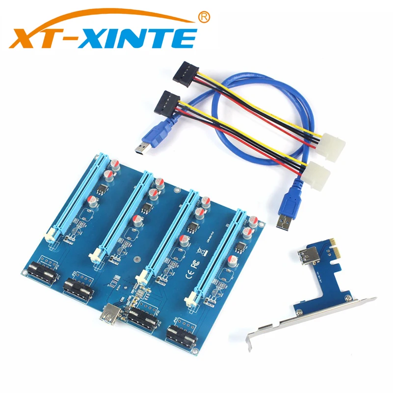 XT XINTE PCI E Adapter Card PCIe 1 to 4 1X to 16X Riser Mining Card