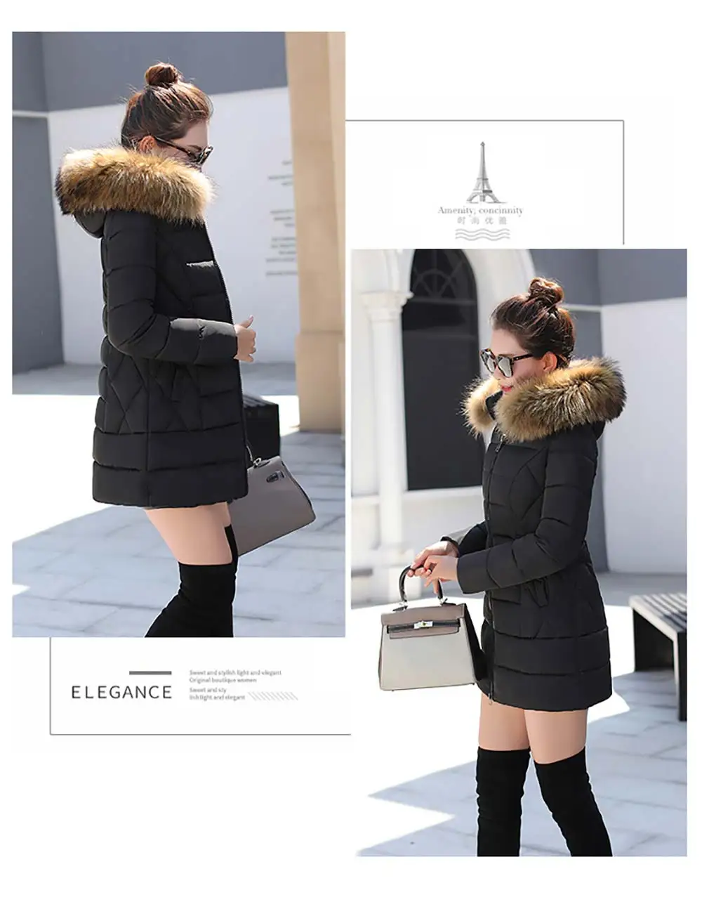 PinkyIsBlack, Зимняя женская длинная куртка,, зимнее пальто для женщин, воротник из искусственного меха, теплая парка, верхняя одежда, хлопковая зимняя куртка для женщин