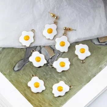 

10pcs 22*25mm Poached Egg Enamel Charms DIY Earring Finding Omelette Egg Pendants Floating Bracelet Hair Jewelry Accessory FX076