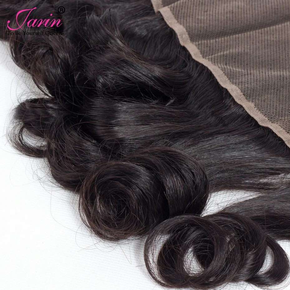 Jarin волосы перуанское неплотное переплетение с закрытием 3 пучка с 13*4 часть средняя часть уха до уха Кружева Фронтальная remy волосы 8-28