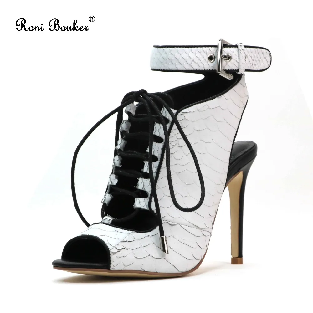 

Roni Bouker Autumn Peep Toe Leather Shoes Woman Lace Up Ankle Strap Sandals Gladiator Brand High Heels Custom Made Free Shipping