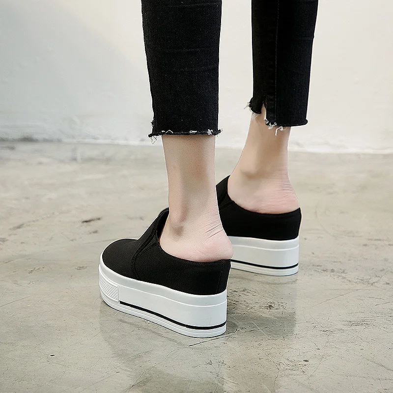 platform backless sneakers