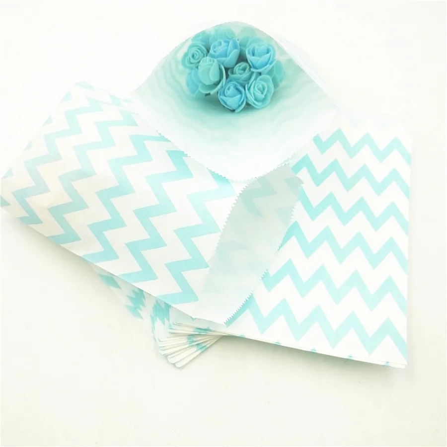 

25pcs/set Blue Wavy Lines Stripes Paper Gift Bags Popcorn Bags Party Food Paper Bag Wedding Birthday Party Supplies Decoration