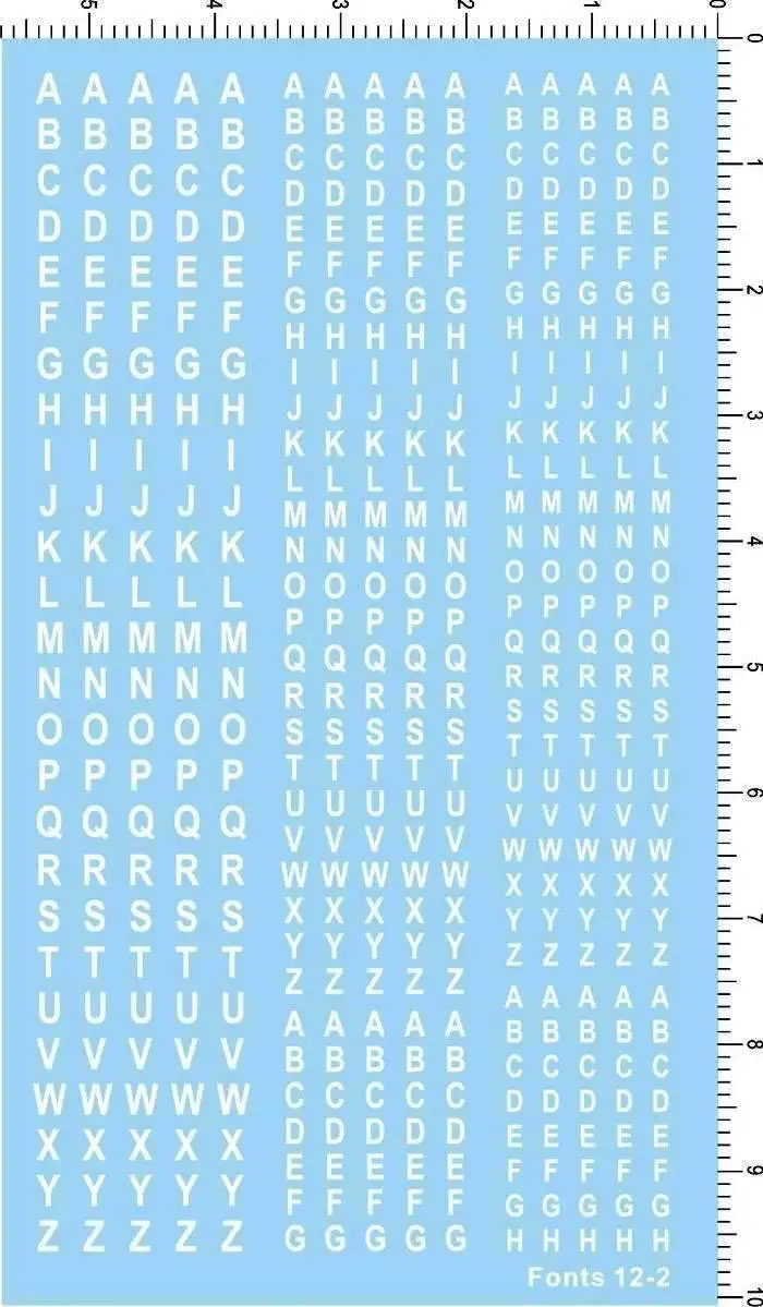 

White Different Scale Military Arial Narrow FONTS 12-2 Numbers Water Slide Decal