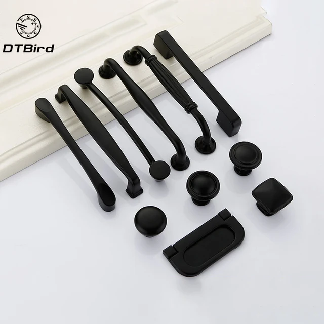 zinc alloy black cabinet handles modern european style kitchen