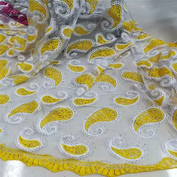 

African Lace Fabric 2019 Embroidered Nigerian Stones Laces Fabric High Quality French Tulle Lace Fabric For Women dress xw75-6