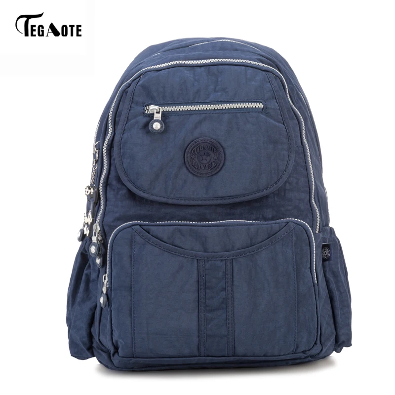 TEGAOTE, классический большой школьный рюкзак для девочек-подростков, Mochila, женские рюкзаки, Женский Одноцветный известный нейлоновый повседневный рюкзак для ноутбука