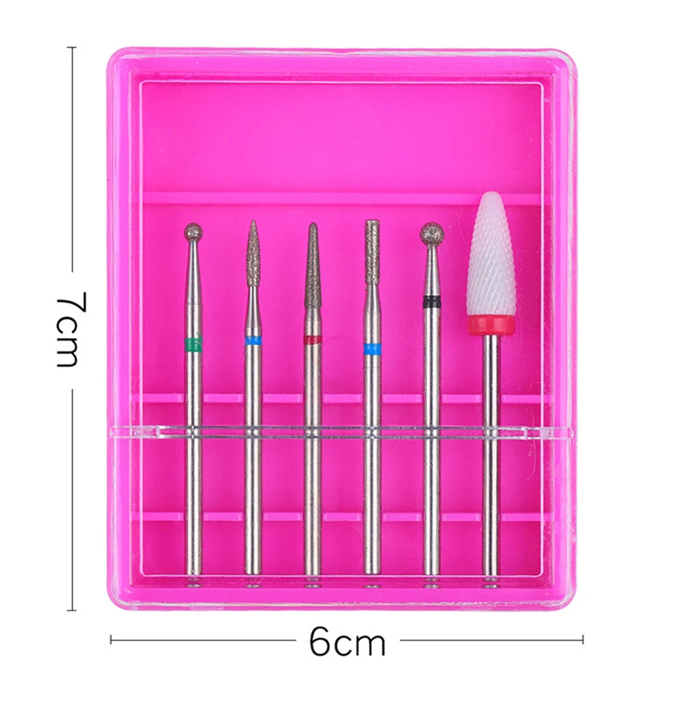 6pcs Ceramic Diamond Nail Drill Mix Bits Set Milling Cutter for Manicure Machine Cuticle Gel Remover Pedicure Cutters Nail Art