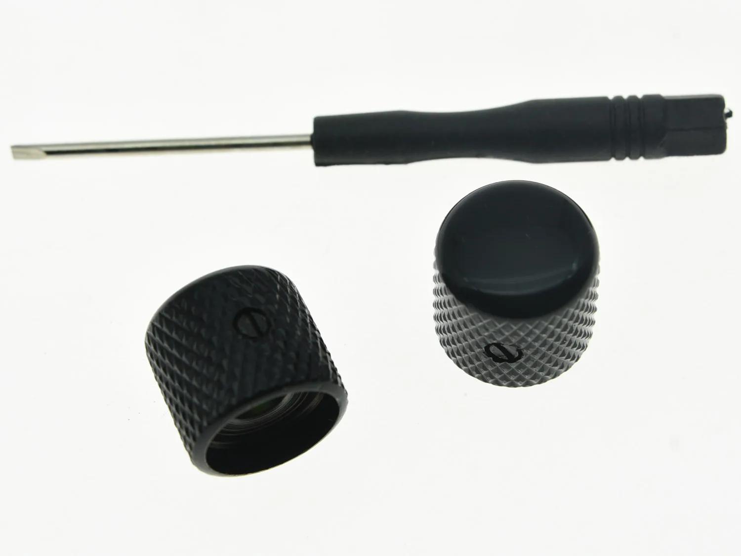 KAISH 2pcs Set Screw Black Metal Guitar Dome Knobs for Tele Telecaster