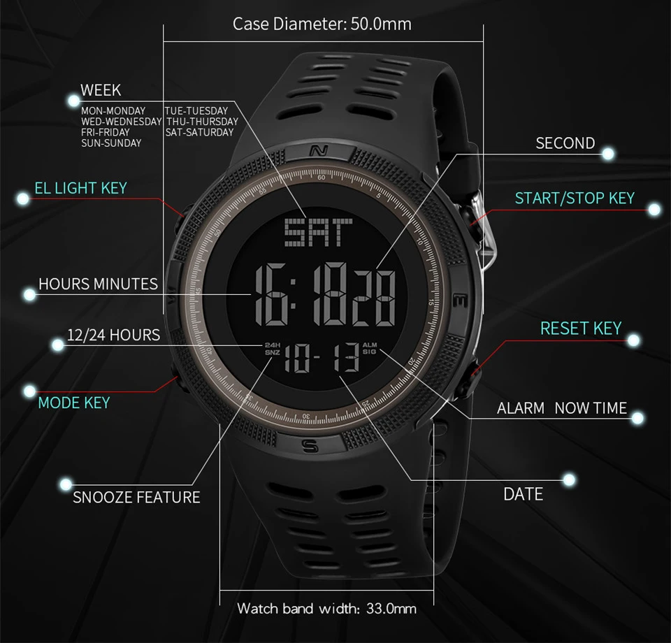Sports Watch Men Digital Electronic Wrist Watch Waterproof LED Fitness Outdoor Watch For Running Chronograph Wristwatch Relojes (6)
