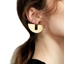 Enfashion, Pendientes colgantes Vintage de gran círculo, pendientes para aficionados de color oro mate, pendientes largos para mujer, joyería brinco