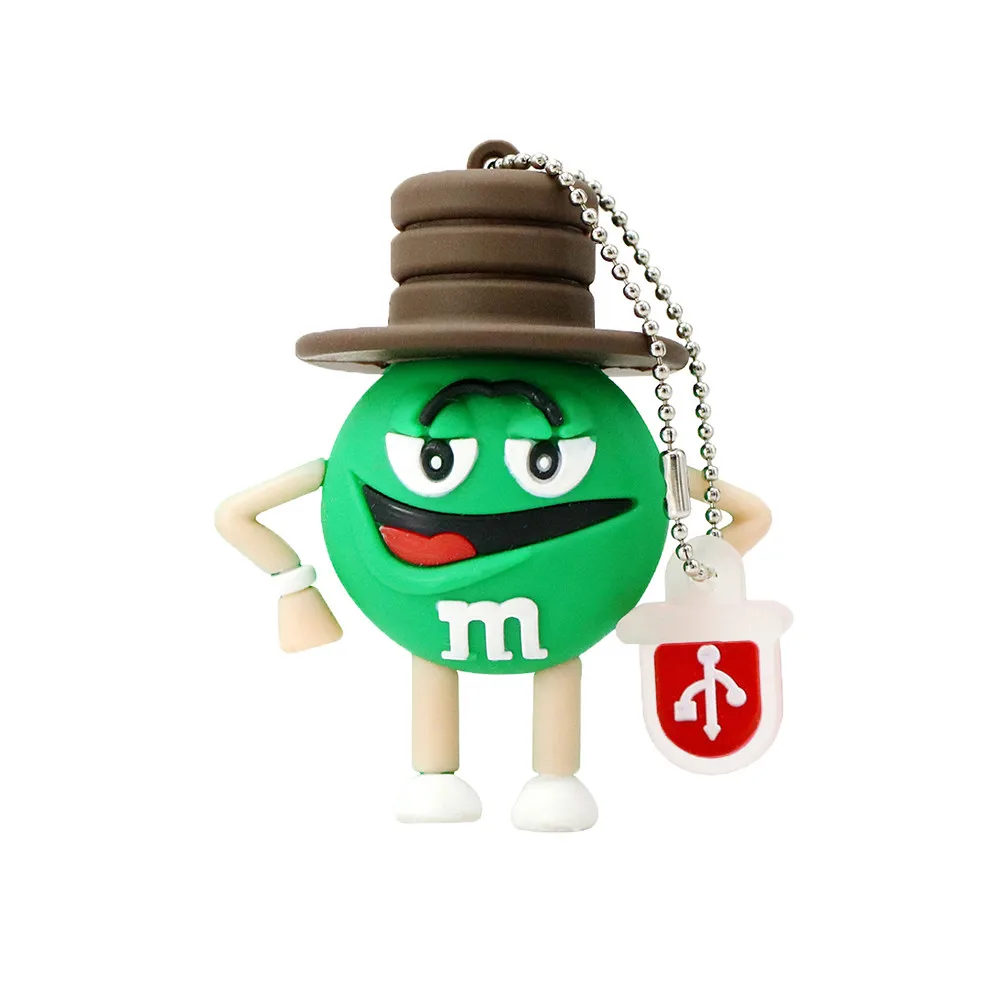 Супер милый USB 2,0 мультфильм шоколад M& M радужные бобы USB флеш-накопитель 4 ГБ 8 ГБ 16 ГБ 32 ГБ 64 ГБ Флешка флеш-карта памяти подарки - Цвет: Green