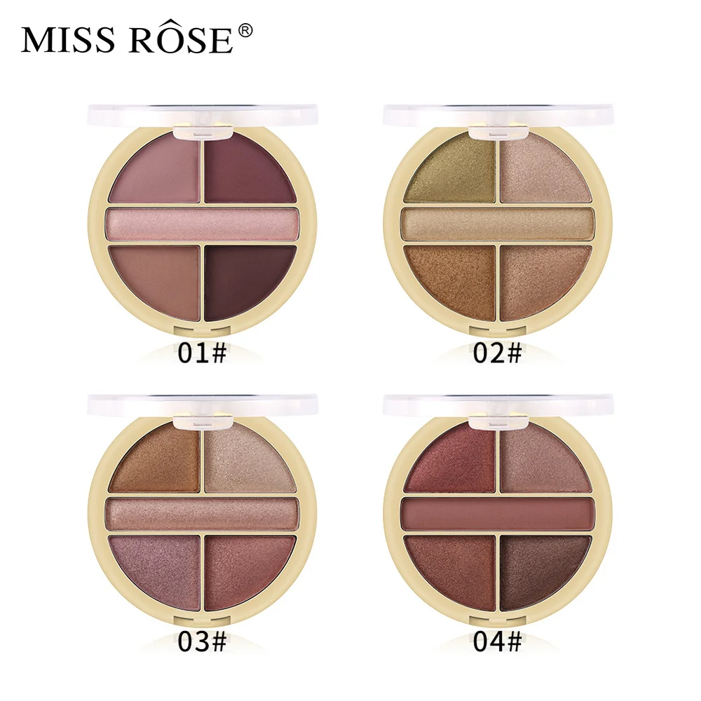 MISS ROSE, макияж, перламутровые блестящие тени для век, палитра,, матовые тени для век, косметика, макияж, тени для век, профессиональный блеск, 5 цветов