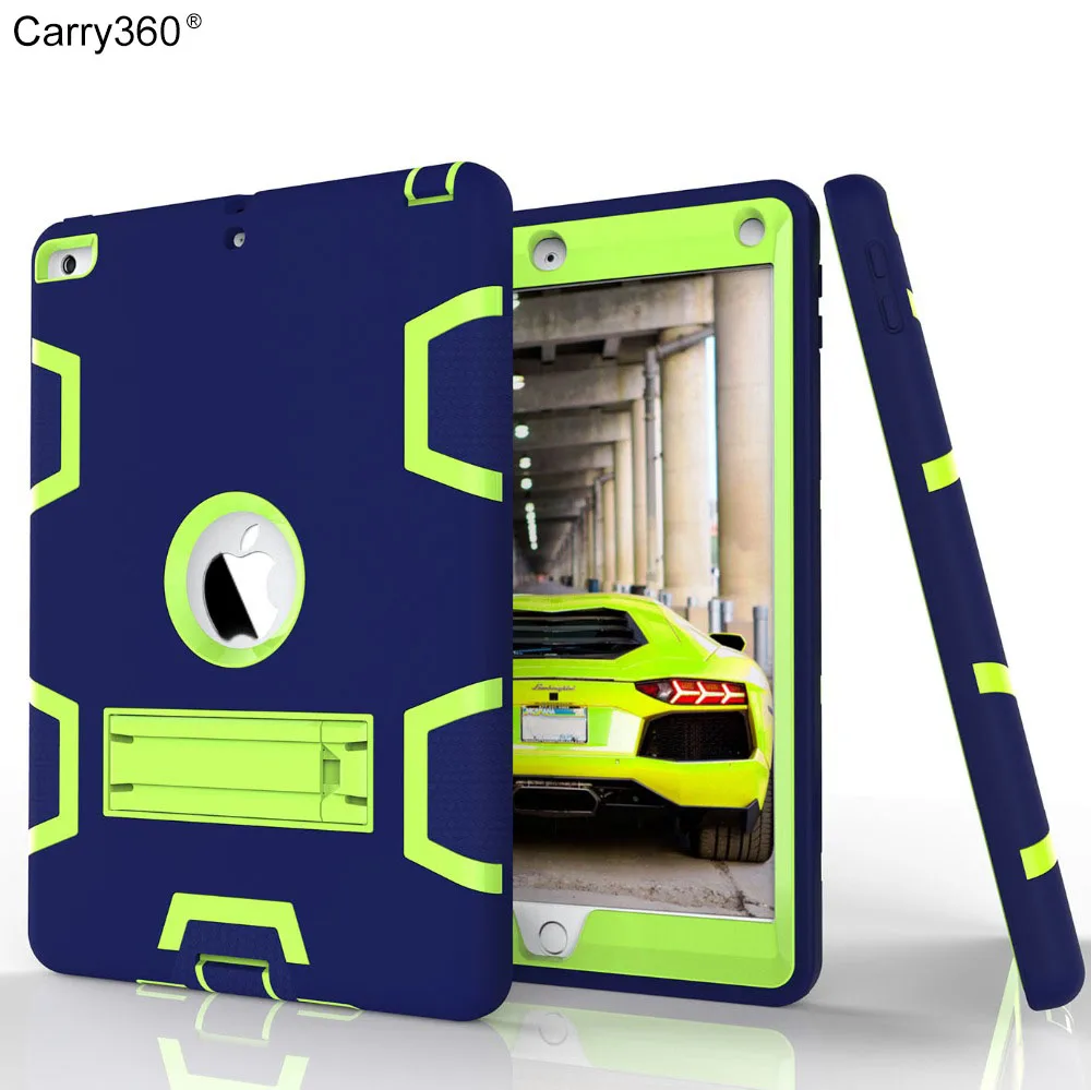 

Carry360 Case for New iPad 9.7 inch 2017 Kids Safe Armor Shockproof Heavy Duty Silicon+PC Stand Cover For New ipad A1822