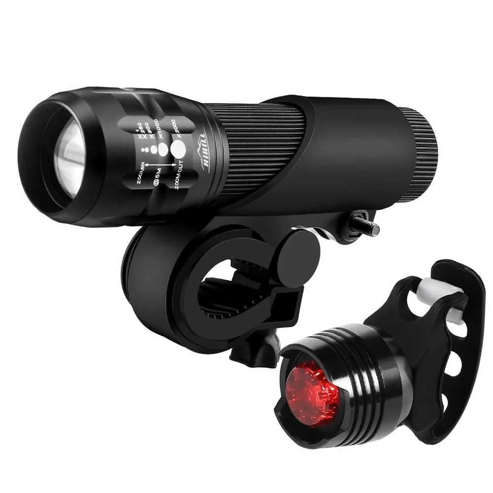 MTB Велоспорт светильник головной светильник& хвост светильник набор для велосипеда вспышка светильник Передний фонарь+ задний фонарь Водонепроницаемый яркий Q5 велосипед аксессуары