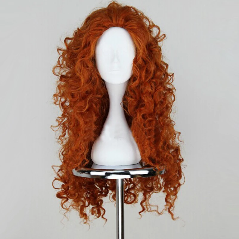  Movie Brave Princess Merida Cosplay Costumes Mei lida Long Curly Synthetic Wigs Hair Halloween Part