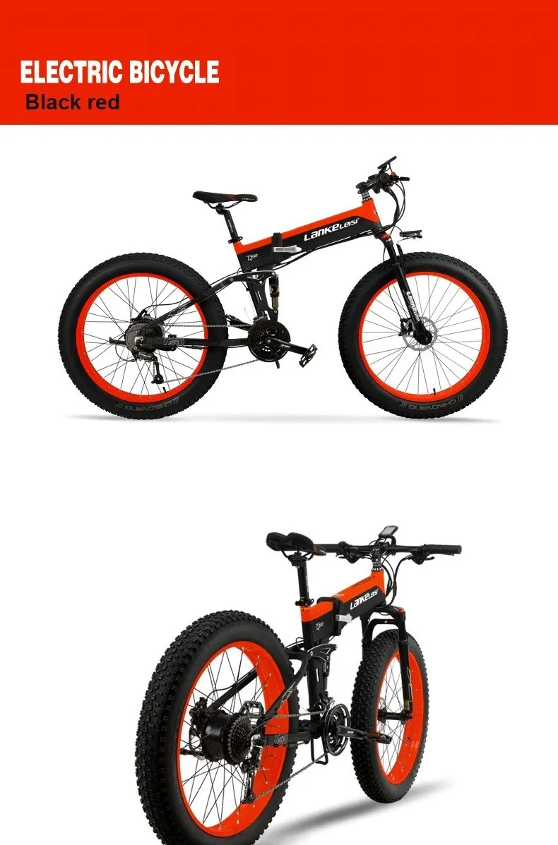 Discount 26inch Folding Electric Mountain Bicycle Snow Ebike Electric Fat Bike 48v Lithium Battery 500w High Speed Motor 4.0 Tire Bike 22