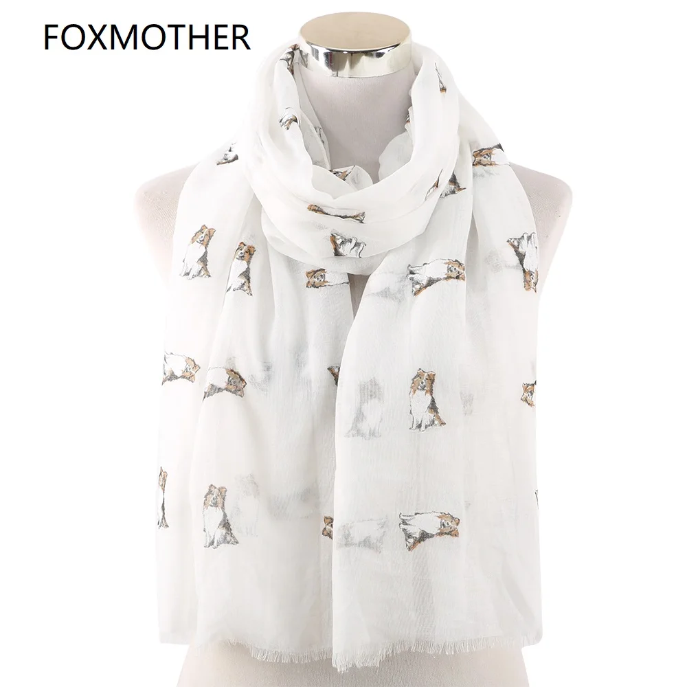 

FOXMOTHER New Lightweight White Pink Sky Blue Dog Print Scarf for Dog lover Mom Gifts Dropshipping 2019