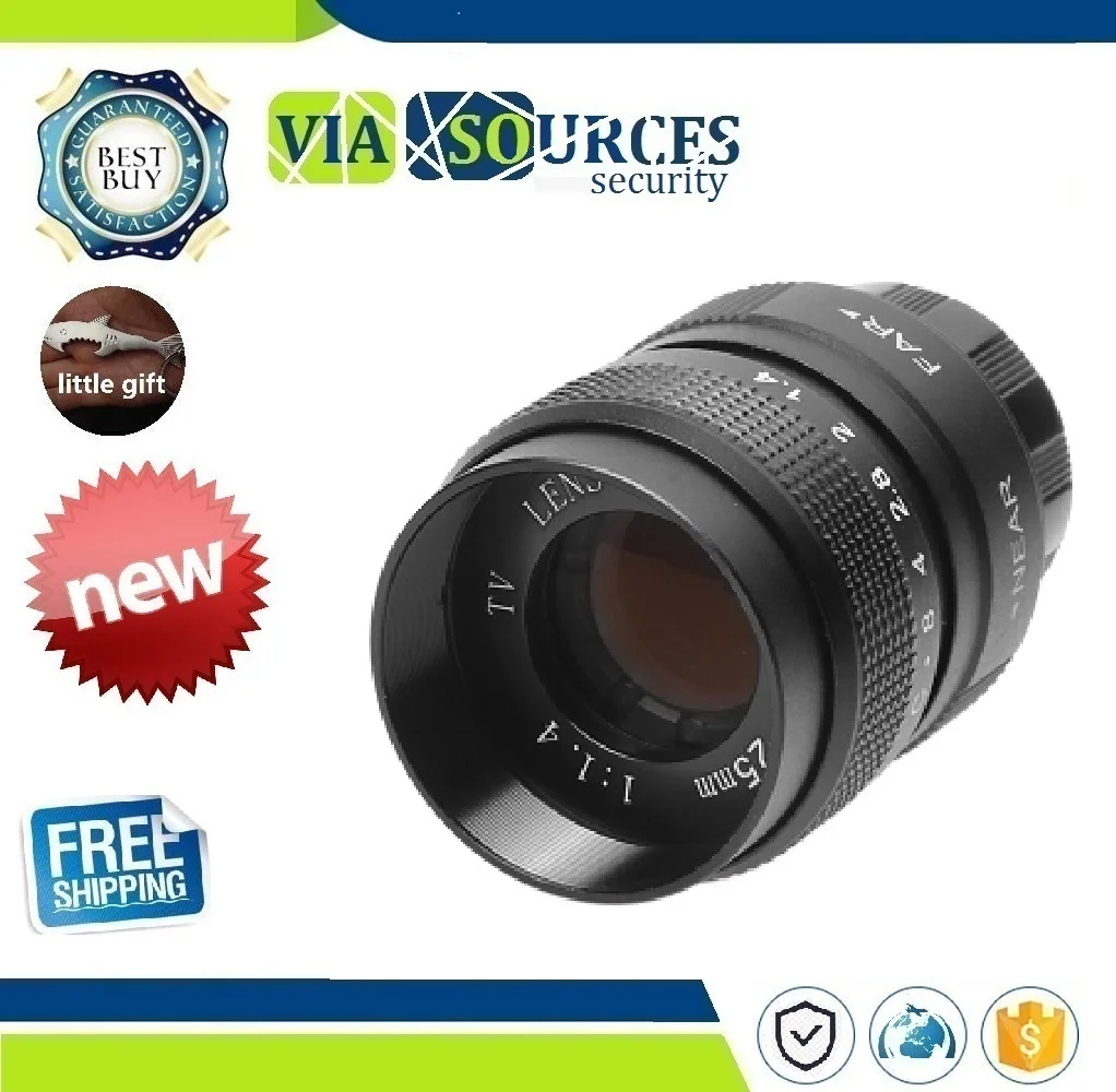 

Television TV Lens/CCTV Lens for C Mount Camera 25mm F1.4 in Black