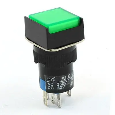 AC 250 V/3A DC 30 V/5A 1NO 1NC Мгновенный зеленый кнопочный переключатель 220V лампа |