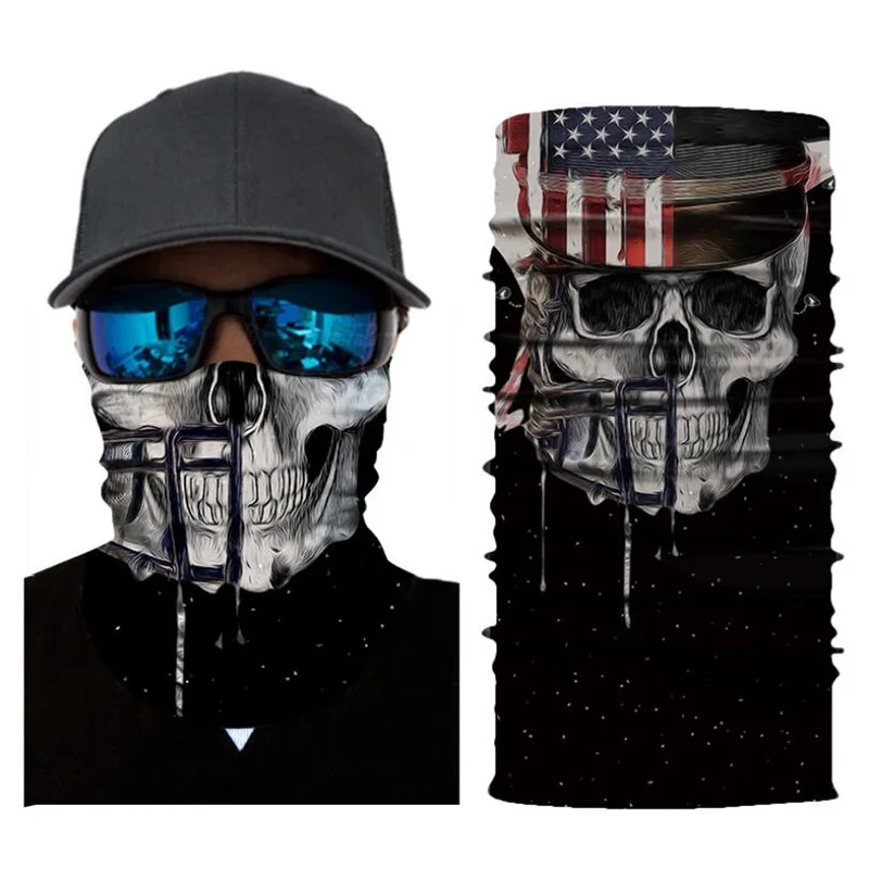 Skull Punisher Motorcycle Cycling Neck Scarf Half Face Mask Bandana Headband Cosplay Adult Masks