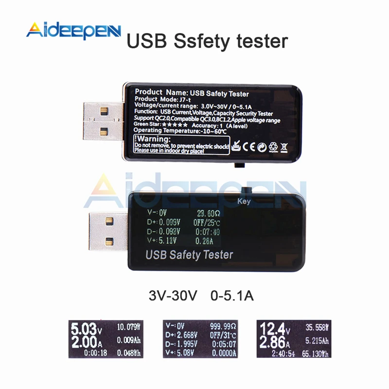 6 в 1 ЖК-цифровой вольтметр Амперметр 5 в 12 В USB Тестер DC измеритель напряжения измеритель тока мощность Емкость детектор зарядное устройство монитор