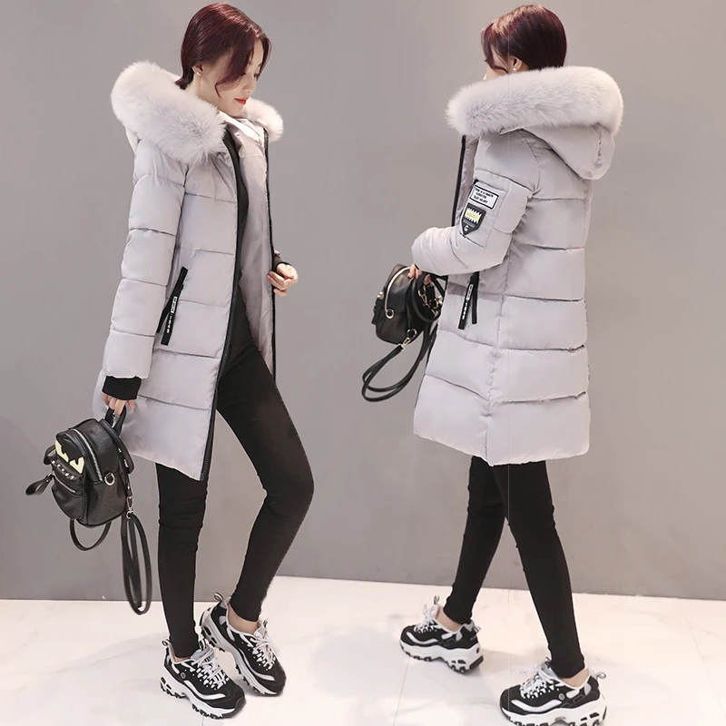 2017 искусственного меха с капюшоном боковые карманы молнии Для женщин зимние куртки и пальто хлопковая стеганая куртка Slim Femme парки Пальто
