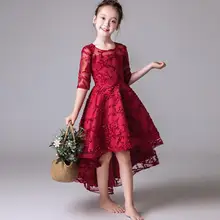 Тюлевое платье с цветочным узором для девочек на свадьбу; кружевное платье с рукавами для девочек; Вечерние платья на Рождество; детское платье принцессы на день рождения; платье для выпускного вечера