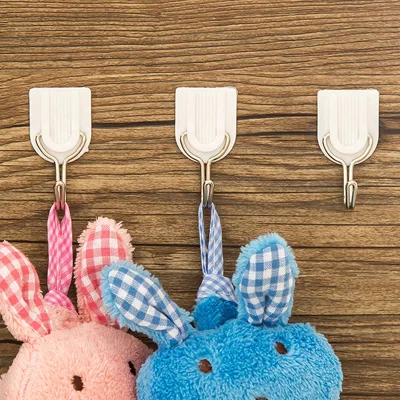 

Hats Bag Key Adhesive Plastic Hook Coat Wall Hooks Useful 6 PCS White Bathroom Door Hooks Family Wall Hanger