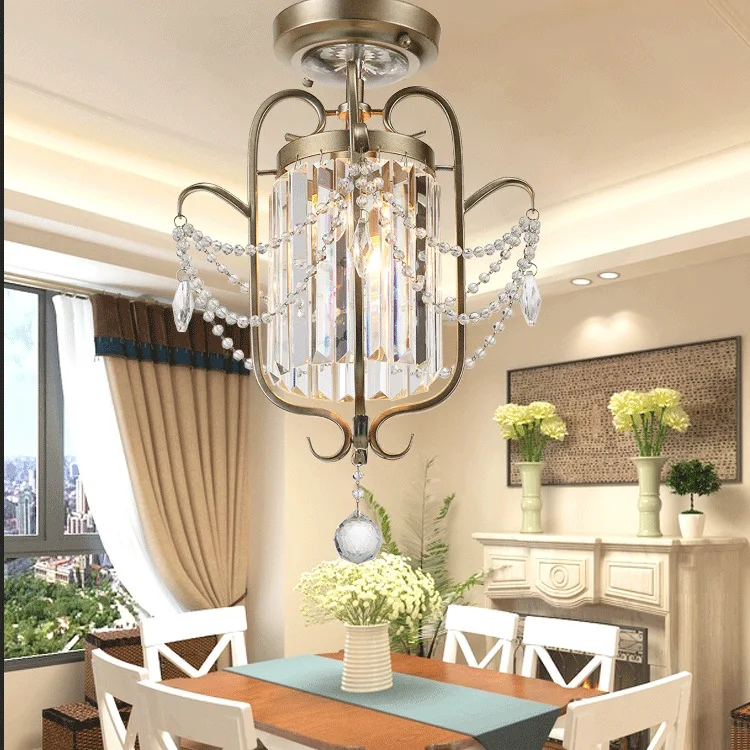 

Pendant Lights Crystal Lamp Lamps Porch Light American Retro Lighting Bedroom Style Restaurant Balcony